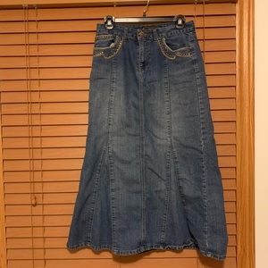 Long denim skirt